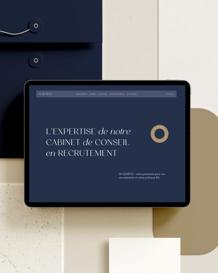 identité visuelle et site internet cabinet de recrutement In Quarto