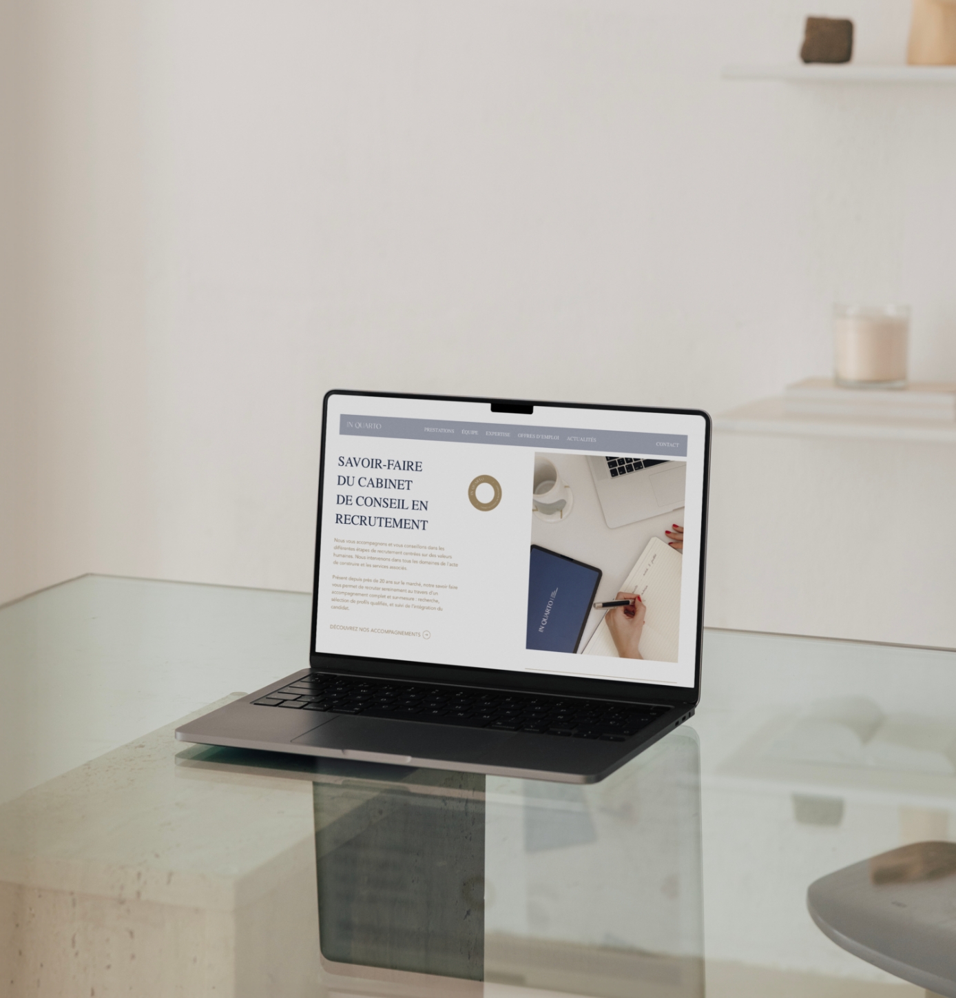 identité visuelle et site internet cabinet de recrutement In Quarto