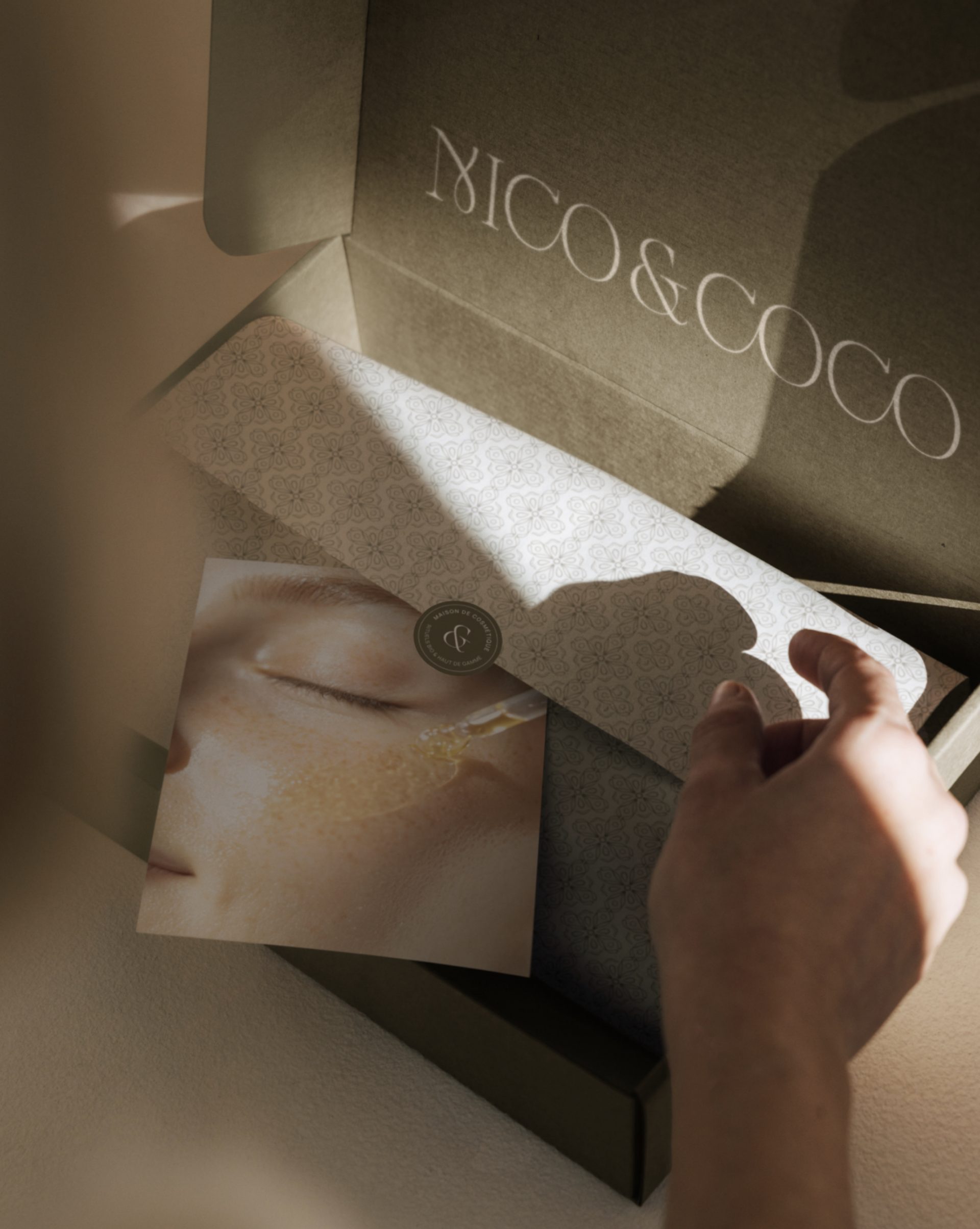 Packaging sérum Nico & Coco — design haut de gamme